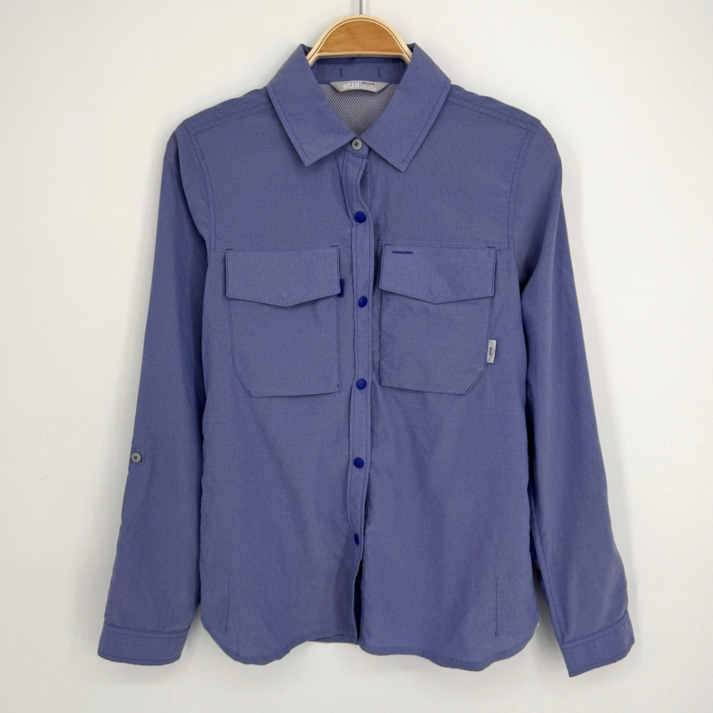 Stio Eddy Guide Shirt Small Blue Snap Button Long Sleeve Hiking Outdoor Utility